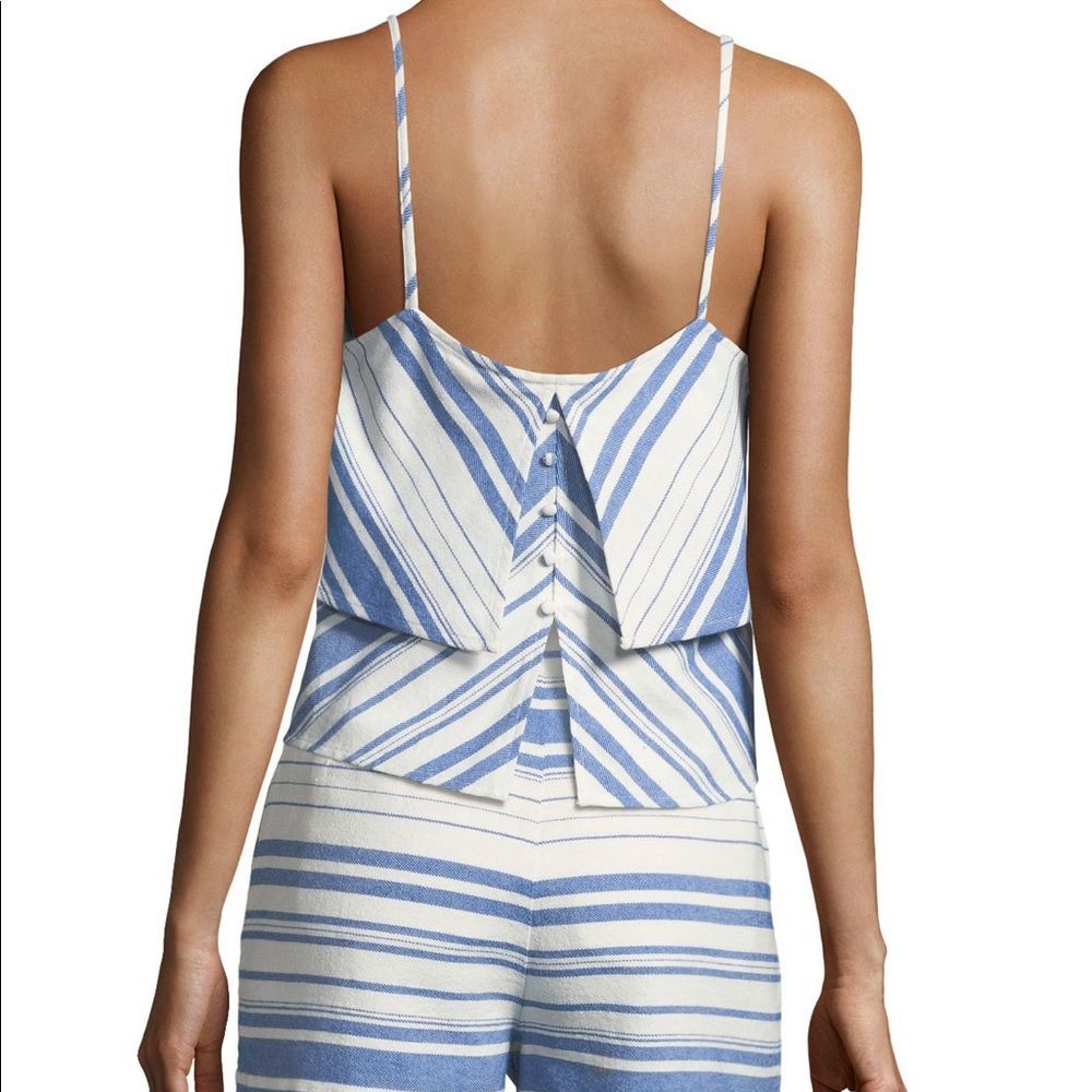 Joie Erma Tiered Cotton Sleeveless Top Blue White - Picture 2 of 6